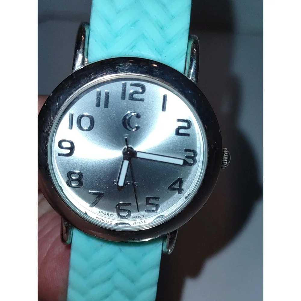 Charming Charlie Watch 2pc Chevron Mint Green Brown Dial Quartz Japan Singapore
